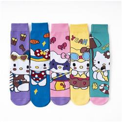 hello kitty anime socks 5 pcs a set