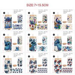 stitch anime glass cup 450ml