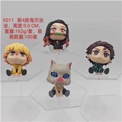 Demon slayer kimets anime figure 9cm 4pcs a set in bags