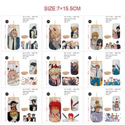 chainsaw man anime glass cup 450ml