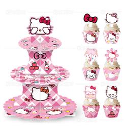 hello kitty anime cake rack+12 edges+12 small inserts 10pcs a set