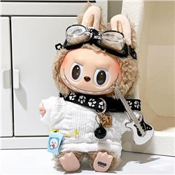 Labubu anime 17cm doll change clothes(Sweater+goggles+collar+guitar)