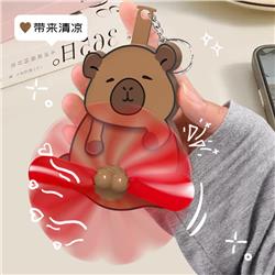 Capybara anime hand cranked fan keychain
