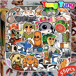 tungtungsahur anime stickers 55pcs a set