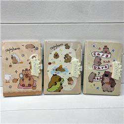 Capybara anime combination lock notebook 4 pcs a set