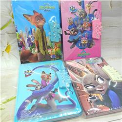 Zootopia anime combination lock notebook 4 pcs a set