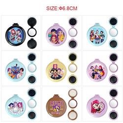 Kpop demon hunters anime multi functional small mirror and comb 5 pcs a set
