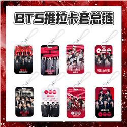 BTS anime card holder（hanging rope in black or white）