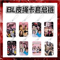 black pink anime card holder