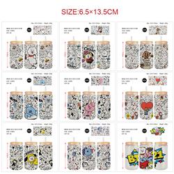 BTS anime glass cup 350ml