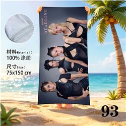 black pink anime beach towel