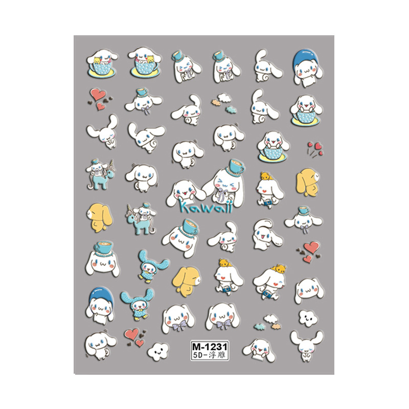 Kuromi anime 5D relief nail sticker