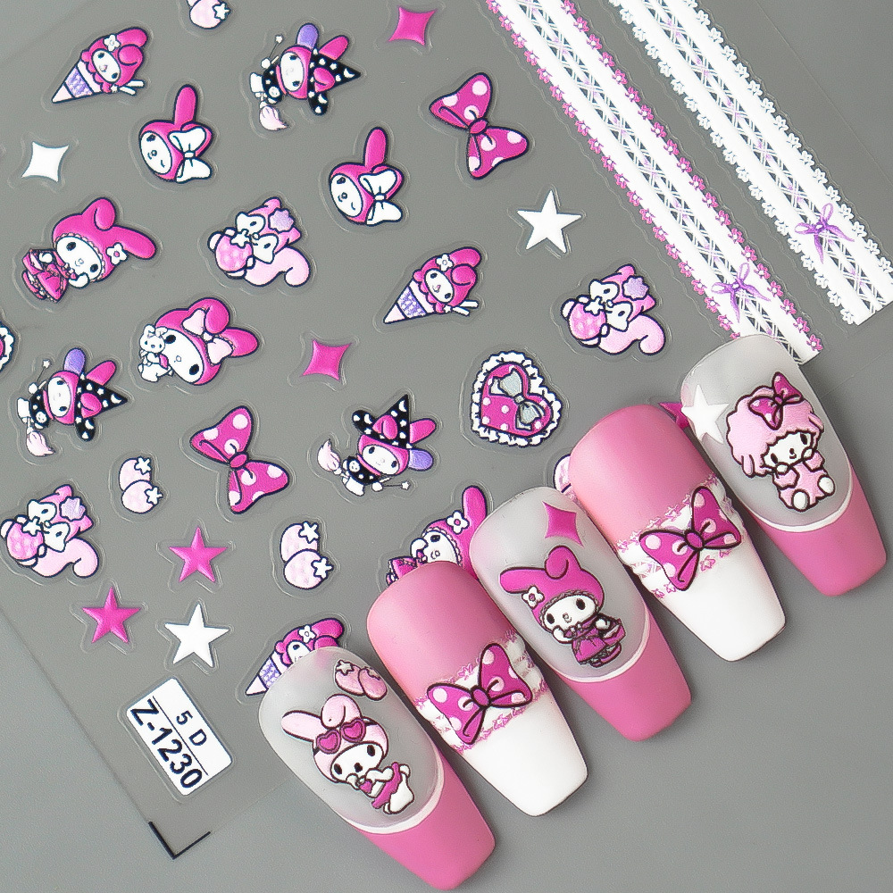 Kuromi anime 5D relief nail sticker