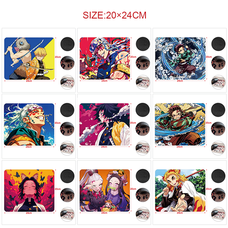 Demon slayer kimets anime Mouse pad 24*20cm 5pcs a set