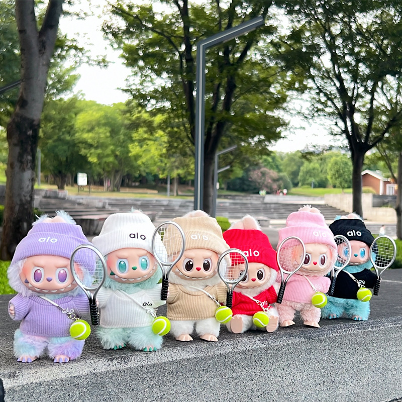Labubu anime 17cm doll change clothes（clothes+bag+racket）