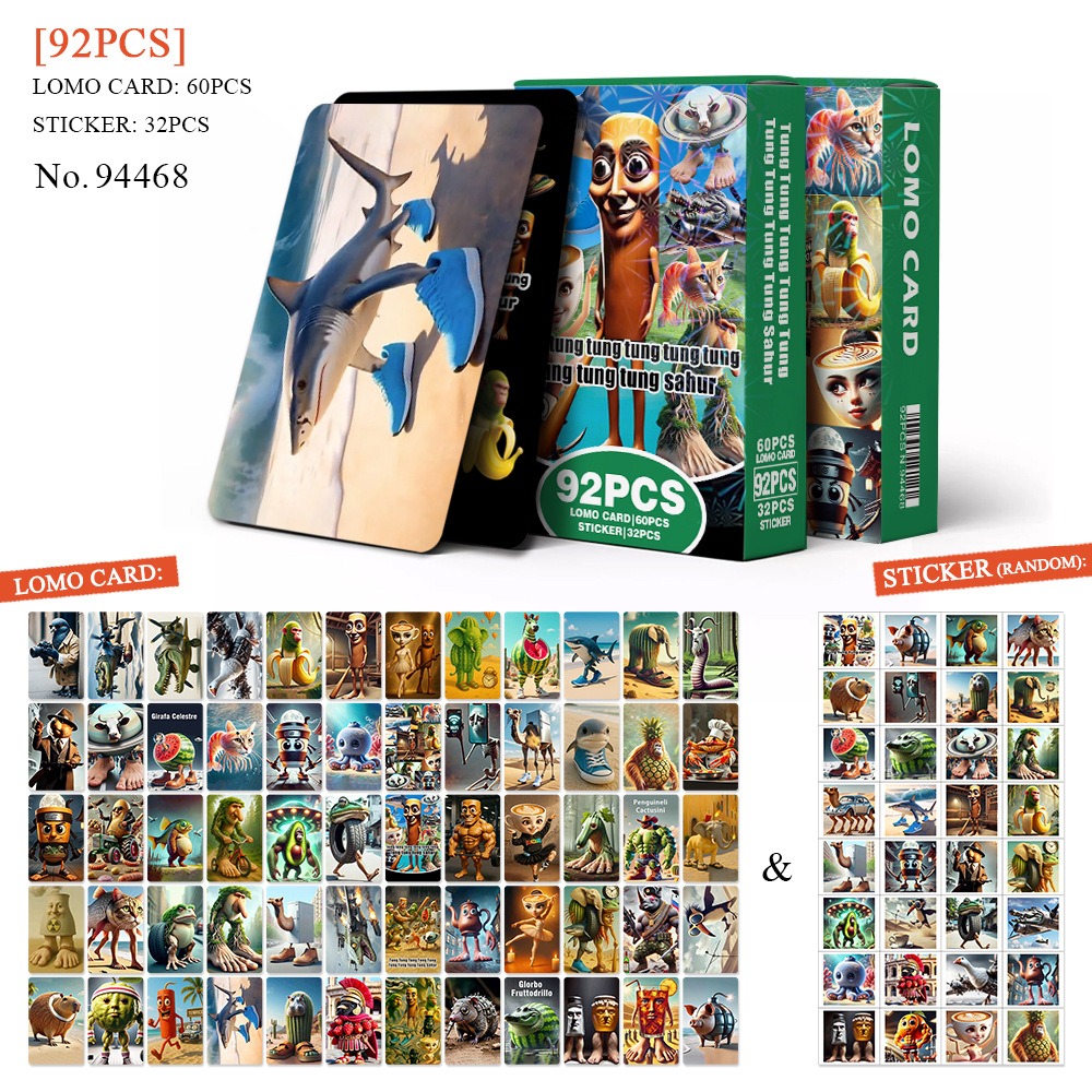 tungtungsahur anime lomo cards 92 pcs a set