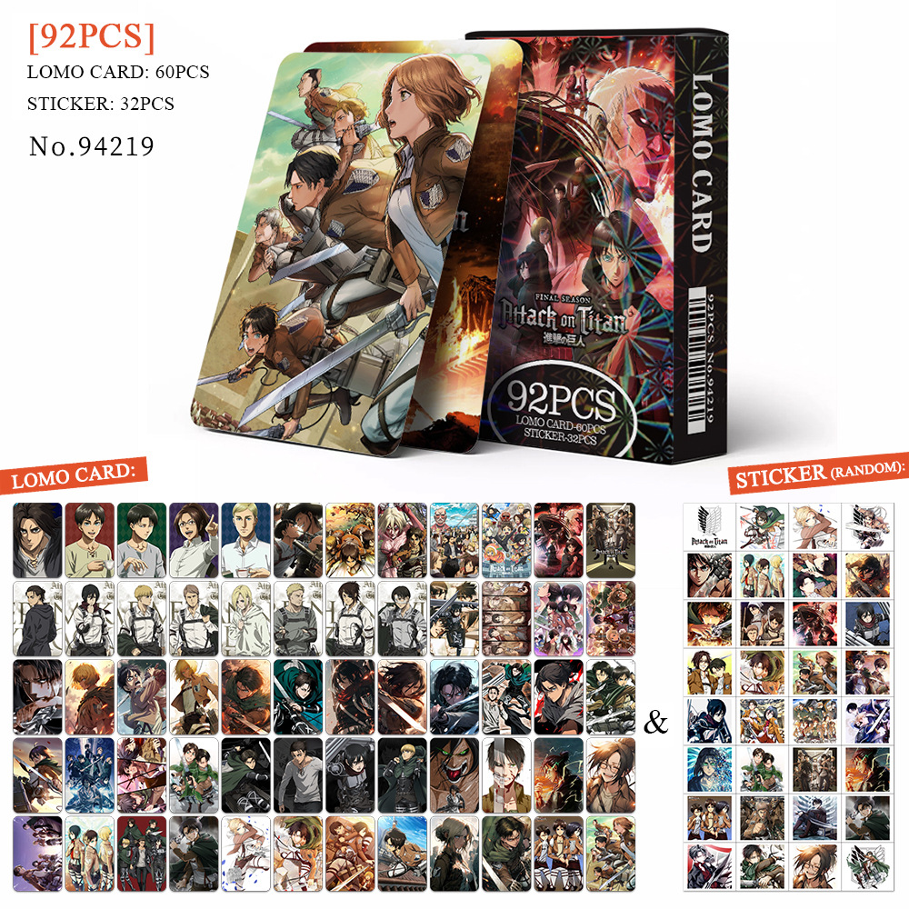 Attack on Titan anime lomo cards 92pcs a set
