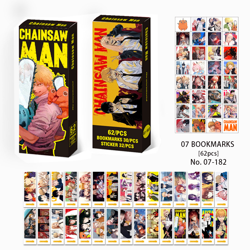 chainsaw man anime bookmark 62pcs a set