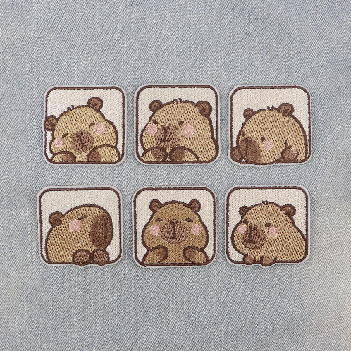 Capybara anime embroidered fabric patch