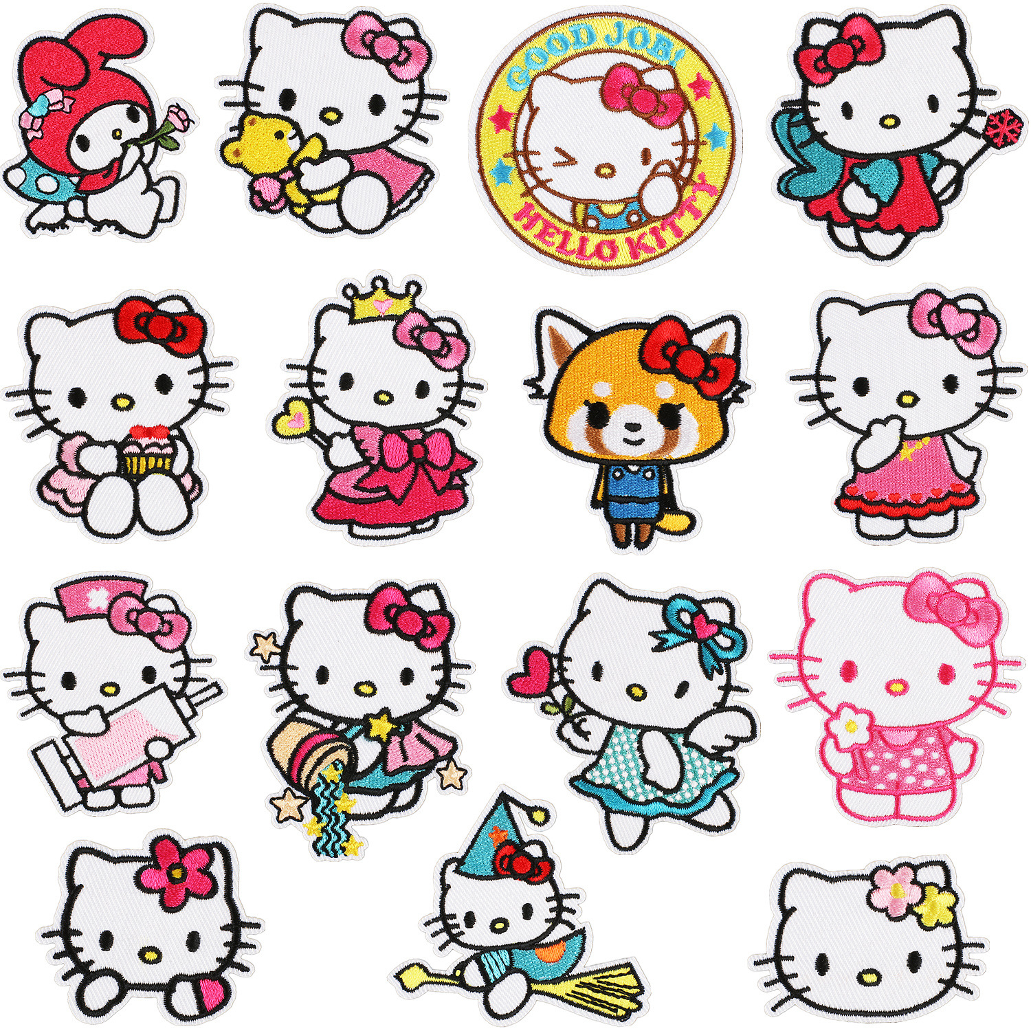 hello kitty anime embroidered fabric patch 10pcs a set