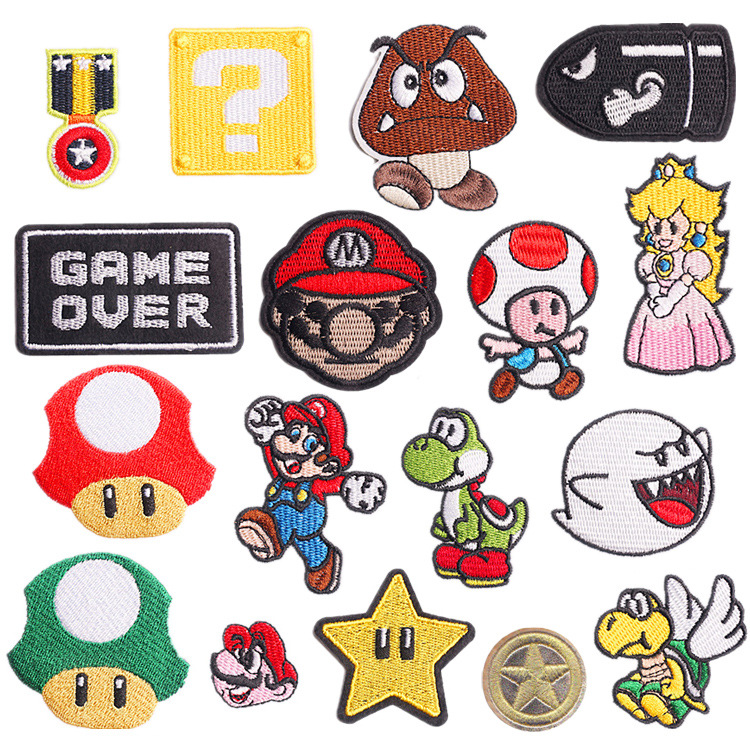 Super Mario anime embroidered fabric patch 10pcs a set