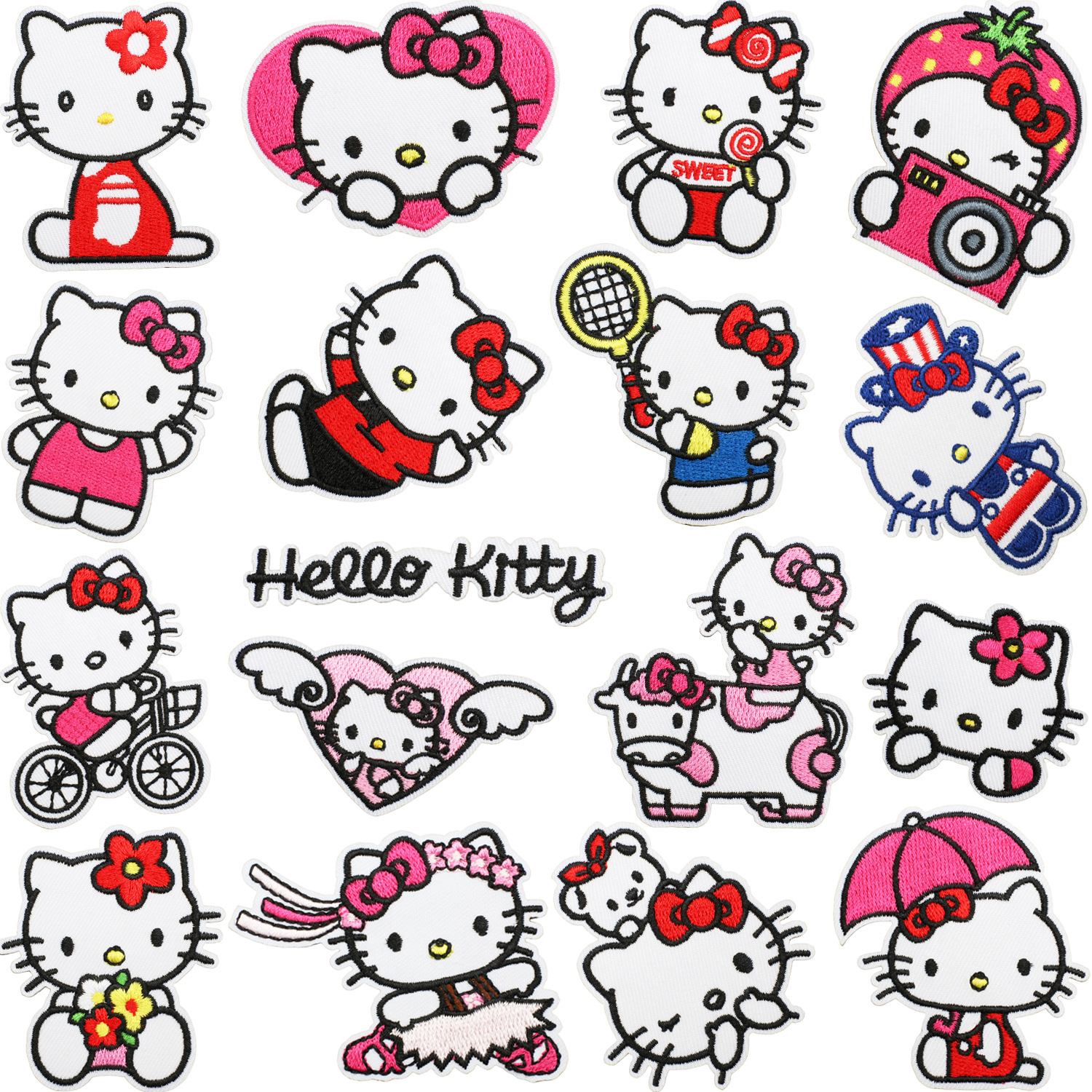 hello kitty anime embroidered fabric patch 10pcs a set