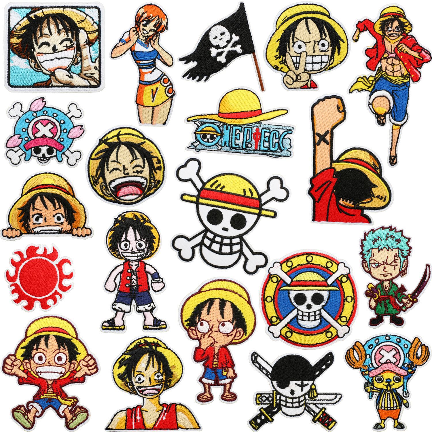 One Piece anime embroidered fabric patch 10pcs a set