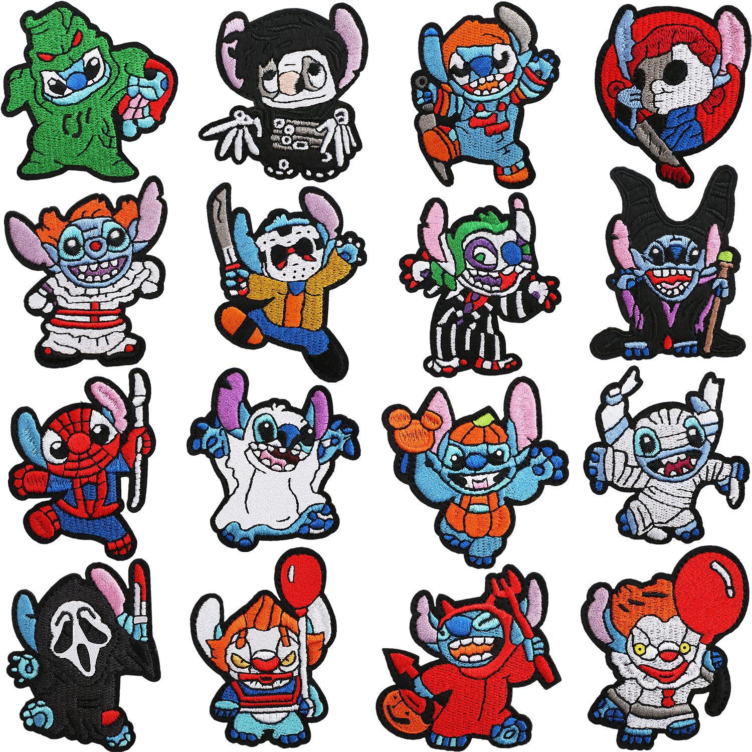 stitch anime embroidered fabric patch 10pcs a set