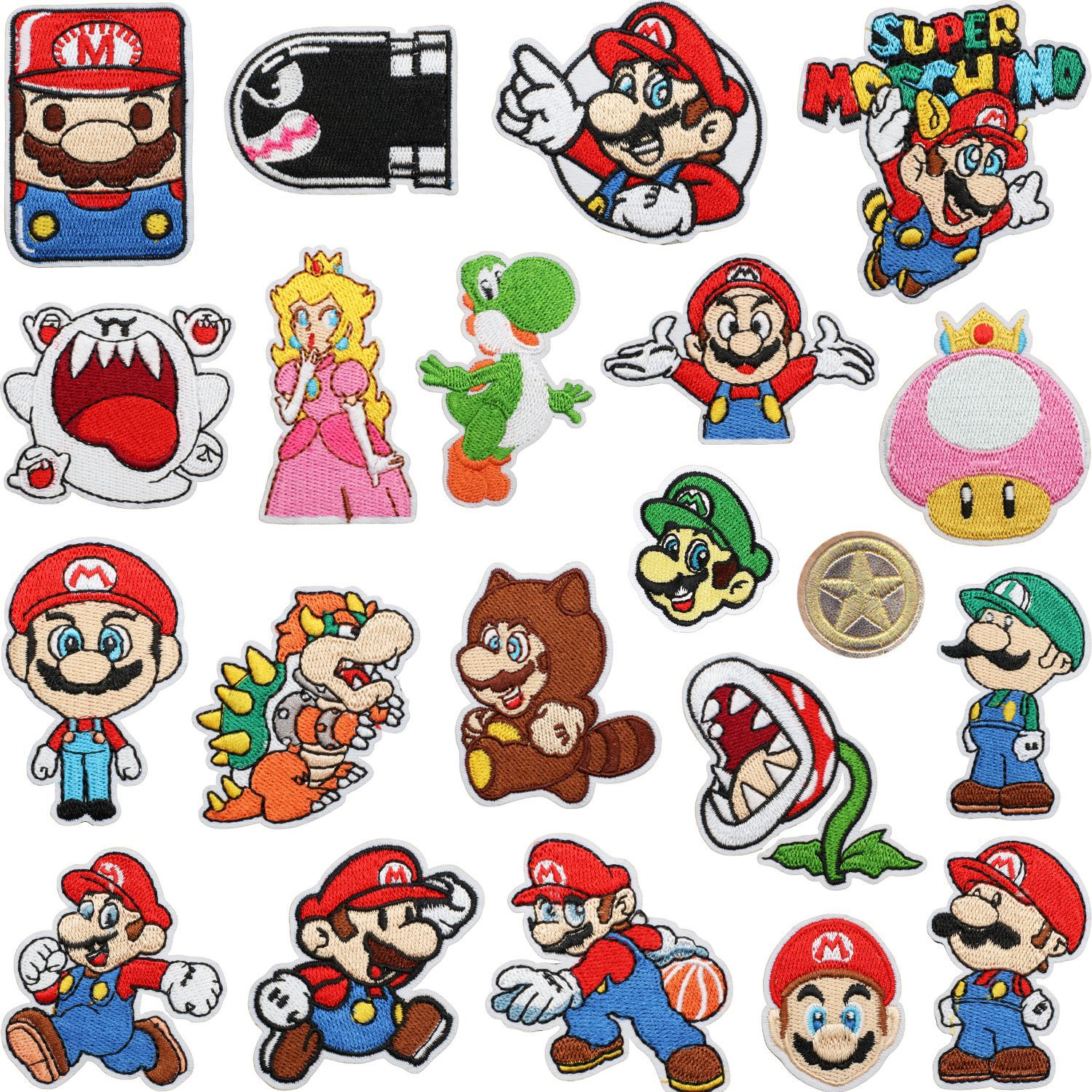 Super Mario anime embroidered fabric patch 10pcs a set