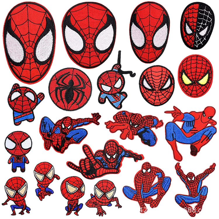 spider man anime embroidered fabric patch 10pcs a set