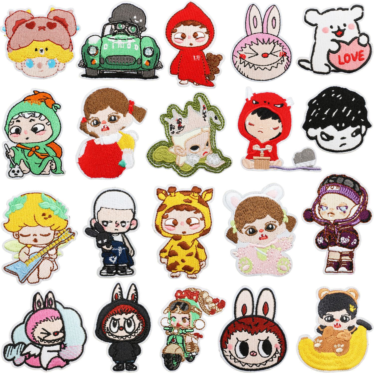 Labubu anime embroidered fabric patch 10pcs a set