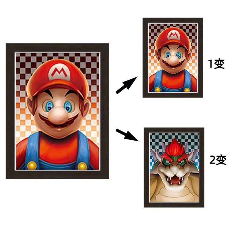 Super Mario anime 3d poster painting with frame