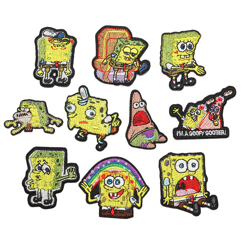 SpongeBob anime embroidered fabric patch 10pcs a set