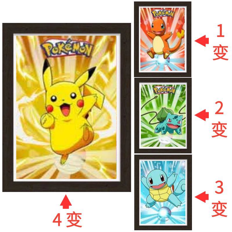 Pokemon anime 3d poster painting with frame