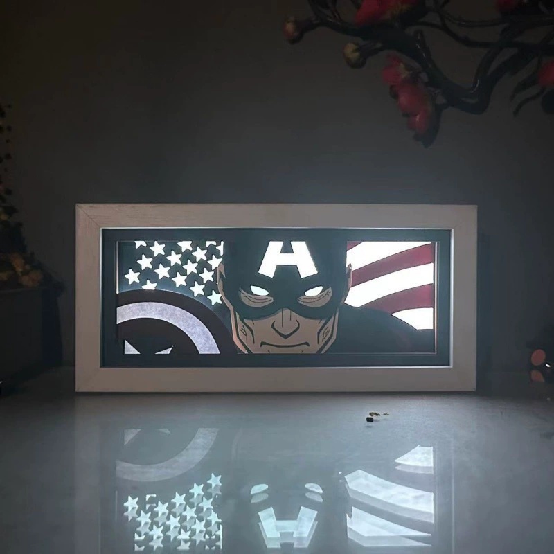 Avengers anime light lamp wooden frame white: monochrome RGB remote control model