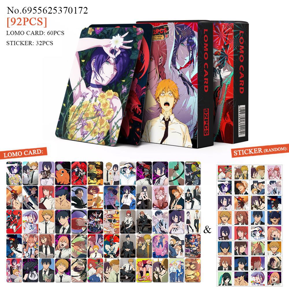 chainsaw man anime lomo cards 92pcs a set