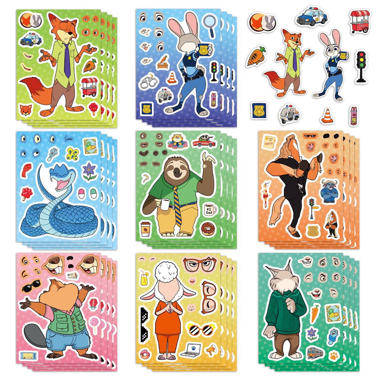 Zootopia anime stickers 8pcs a set