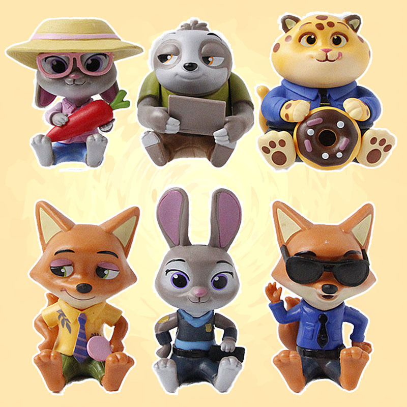 Zootopia anime figure 7-8.8cm 6pcs a set