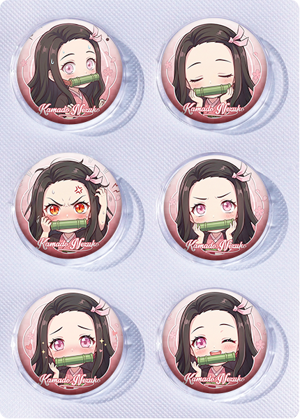 Demon slayer kimets anime pin 6pcs a set 25mm