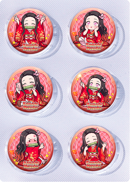 Demon slayer kimets anime pin 6pcs a set 25mm