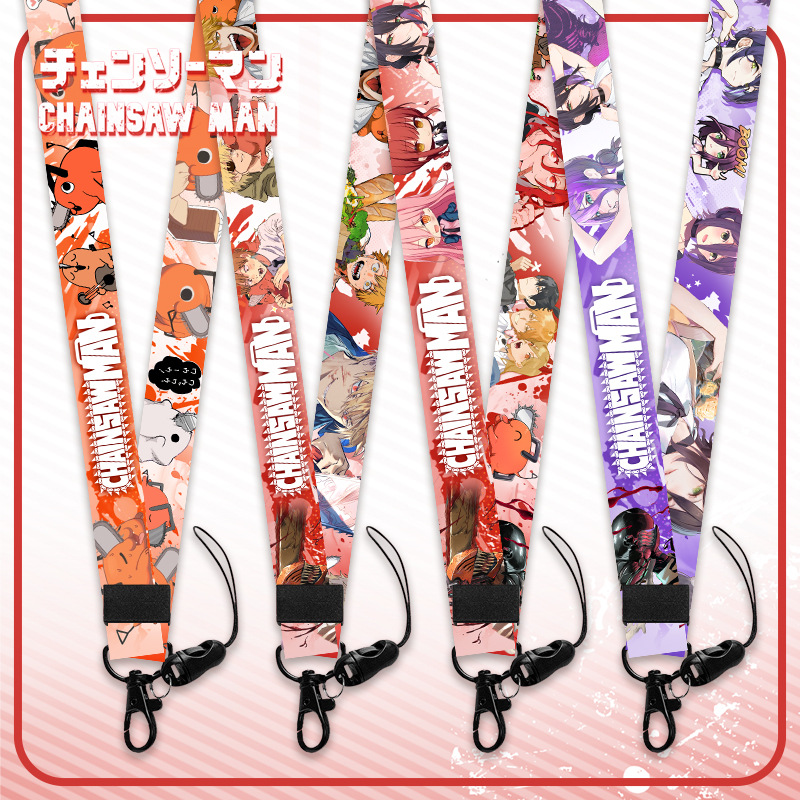 chainsaw man anime lanyard phonestrap