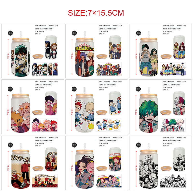 My Hero Academia anime glass cup 450ml