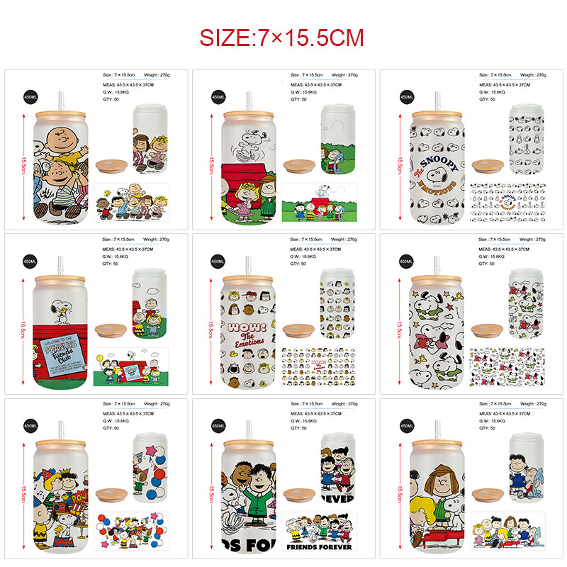 Snoopy anime glass cup 450ml