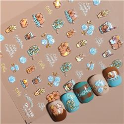 Capybara anime 5D relief nail sticker