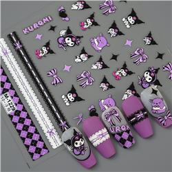Kuromi anime 5D relief nail sticker