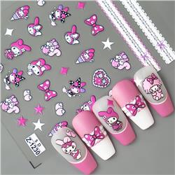 Kuromi anime 5D relief nail sticker