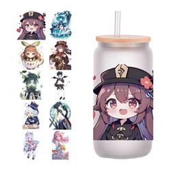 Genshin Impact anime glass cup sticker 10pcs a set