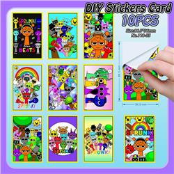 sprunki anime DIY sticker card 10PCS