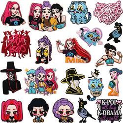 Kpop demon hunters anime embroidered fabric patch 10pcs a set