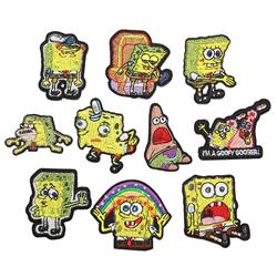 SpongeBob anime embroidered fabric patch 10pcs a set